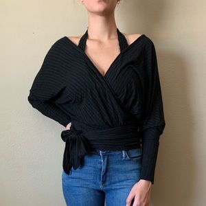 We the Free Black L/S Wrap Top Sz S